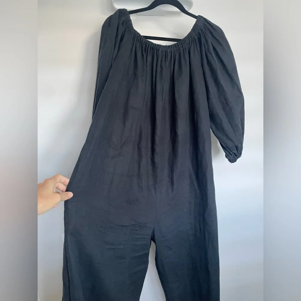 Myrah Penaloza black linen jumpsuit - Picture 4 of 5